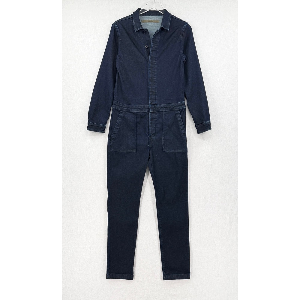 ENZA COSTA Denim Jumpsuit Women Dark Wash Blue Boiler Suit One Piece Stretch NEW